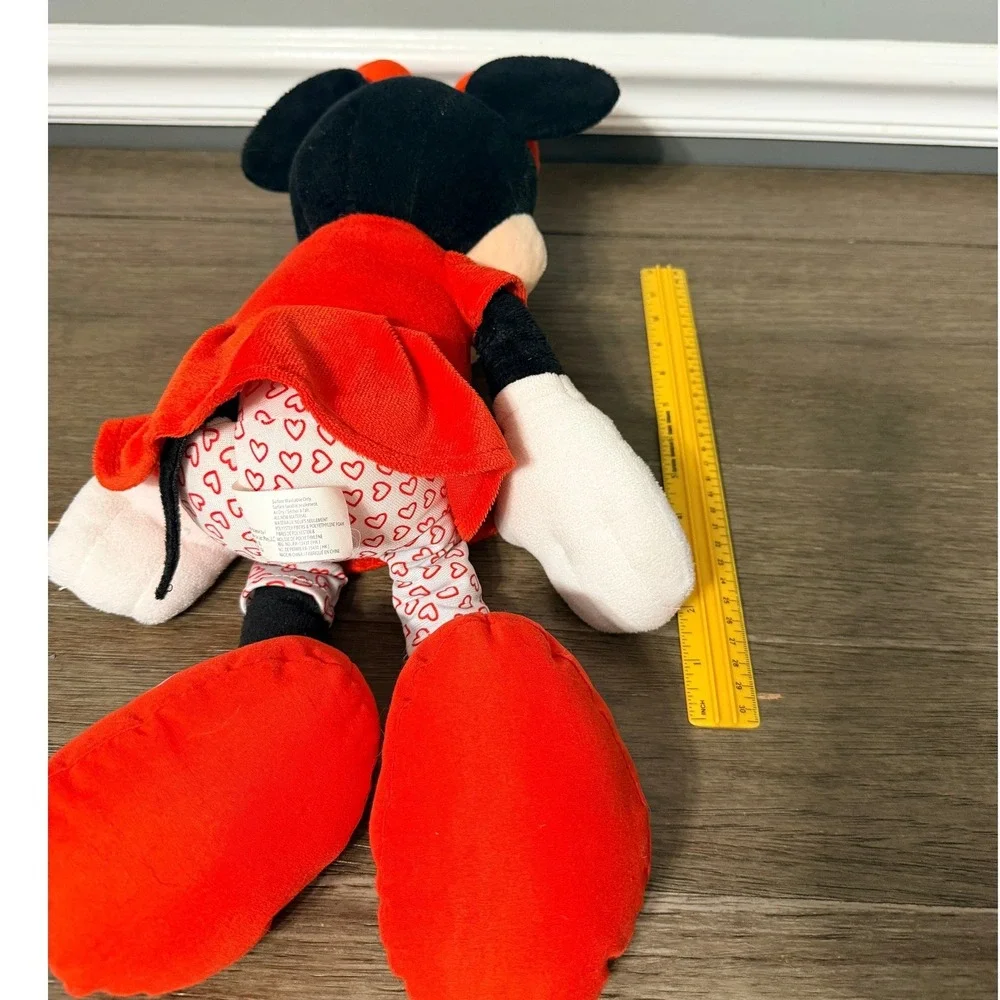 Disney‎ Minnie Mouse Plush Red Heart Dress Bow Stuffed Animal Toy